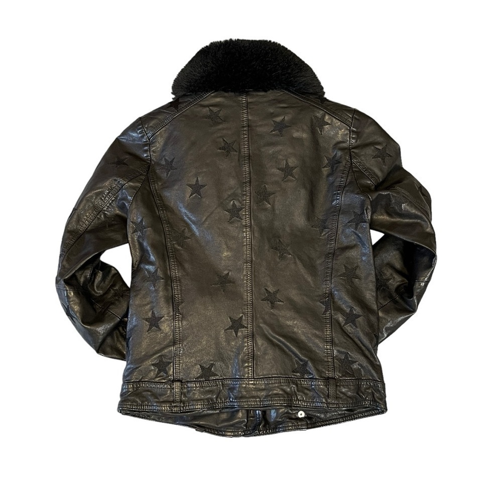 Samantha Sipos Seeing Stars Black Leather Faux Fur Moto Jacket Size XS #907 - Picture 9 of 11
